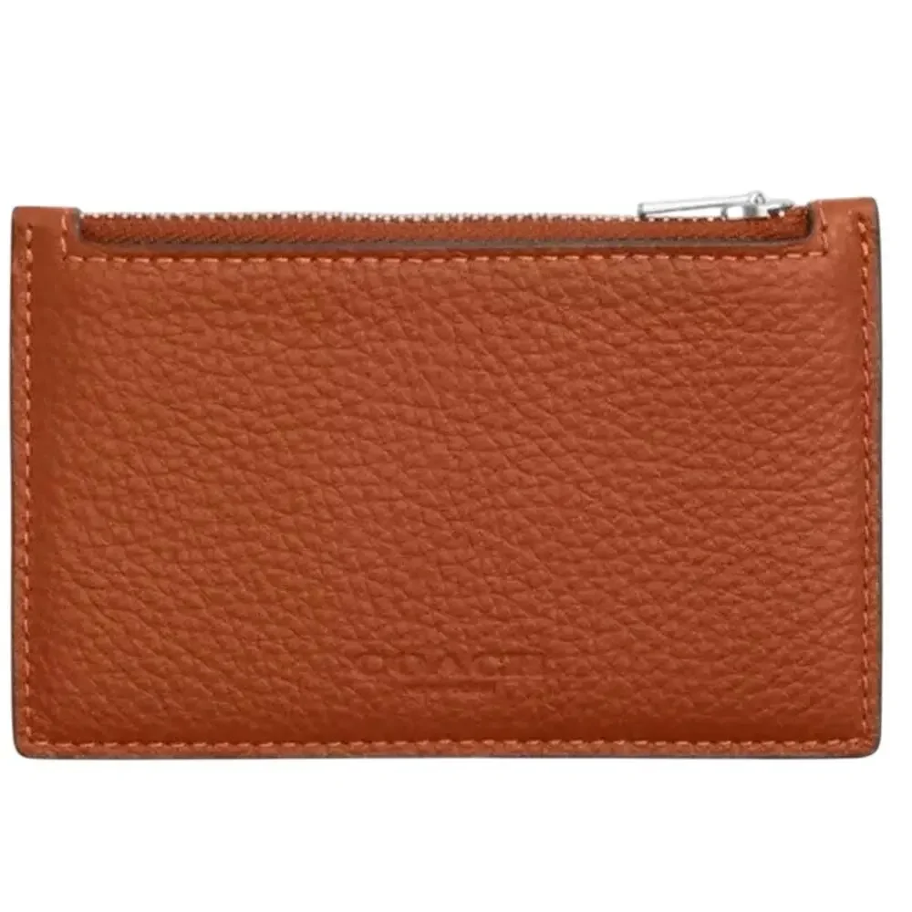 Coach Pebbled Leather Zip Card Case